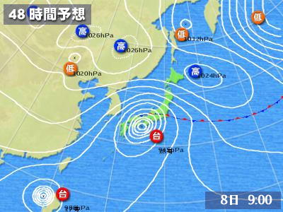 10月8日の9:00予報(10月6日17時発表)